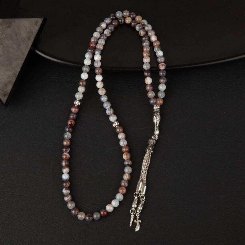 Botswana Akiği Doğal Taş Tesbih 99luk - 6mm - 1