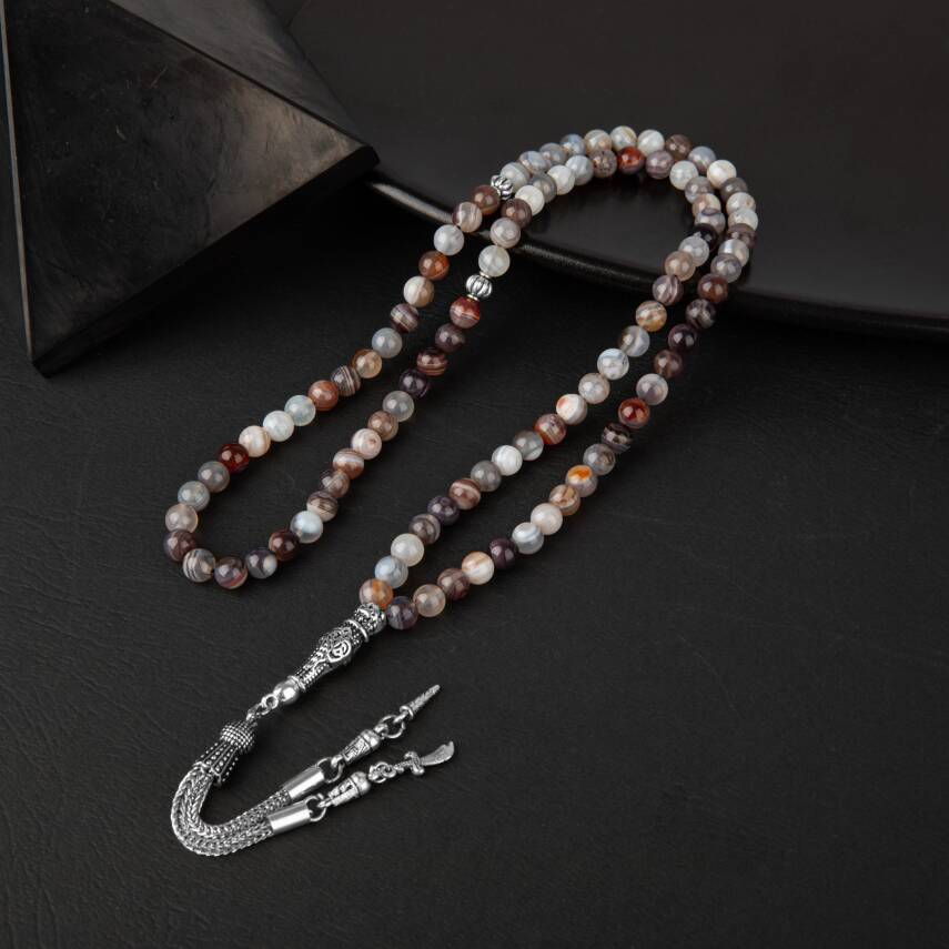 Botswana Akiği Doğal Taş Tesbih 99luk - 6mm - 2