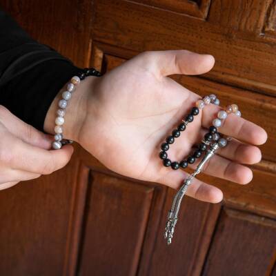 Botswana Akiği-Obsidyen Doğal Taş Tesbih Bileklik Seti - Osmanlı Doğaltaş