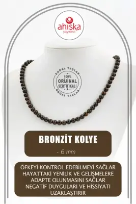 Bronzit 6 mm Dizi Doğal Taş Kolye - 1