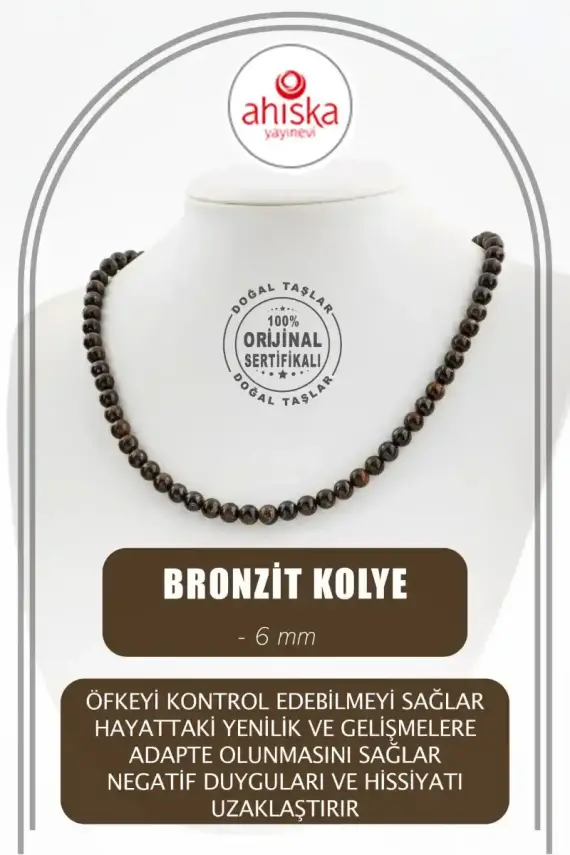 Bronzit 6 mm Dizi Doğal Taş Kolye - 1