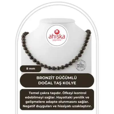Bronzit 8 mm Düğümlü Doğal Taş Kolye - Doğal Taş (1)