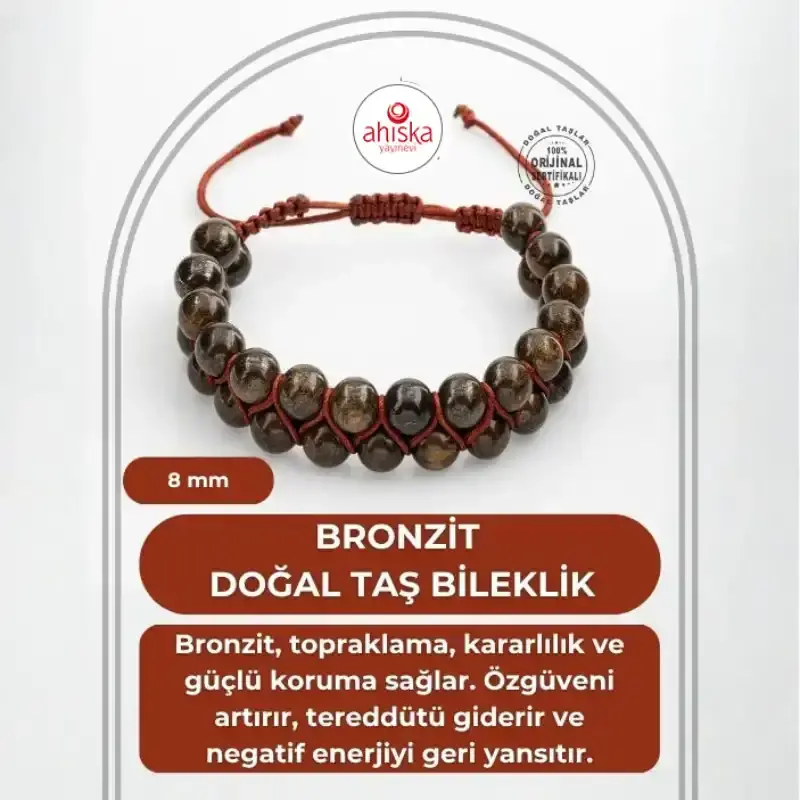 Bronzit 8mm Çift Sıra Makrome Doğal Taş Bileklik - 2
