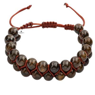 Bronzit 8mm Çift Sıra Makrome Doğal Taş Bileklik - 2