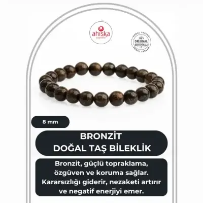 Bronzit 8mm Doğal Taş Bileklik - 1