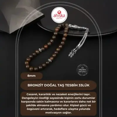 Bronzit Doğal Taş Tesbih 33lük - 8mm - 1