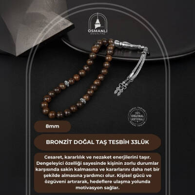 Bronzit Doğal Taş Tesbih 33lük - 8mm - 2