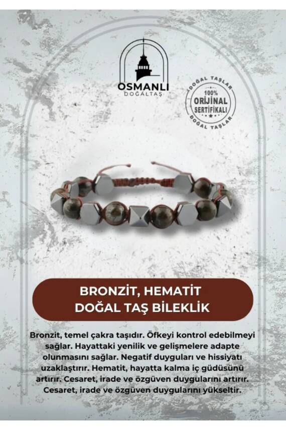 Bronzit-Hematit Doğal Taş Bileklik - 2