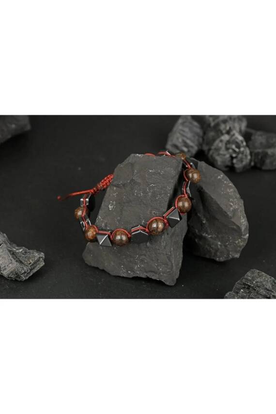 Bronzit-Hematit Doğal Taş Bileklik - 3