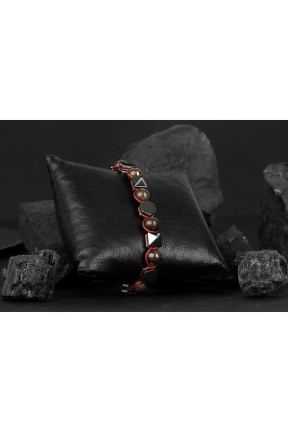 Bronzit-Hematit Doğal Taş Bileklik - 4