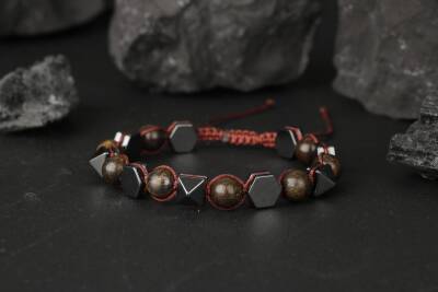 Bronzit-Hematit Doğal Taş Bileklik - 3