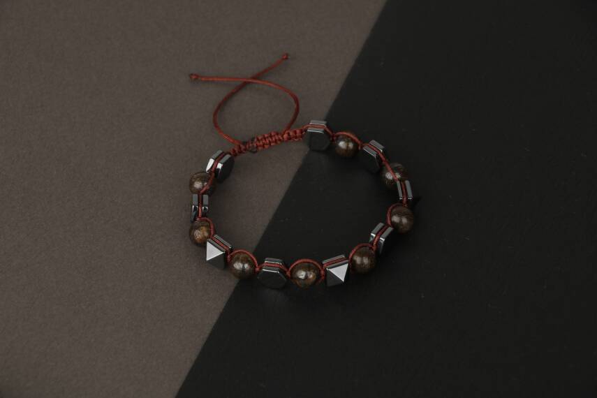 Bronzit-Hematit Doğal Taş Bileklik - 4