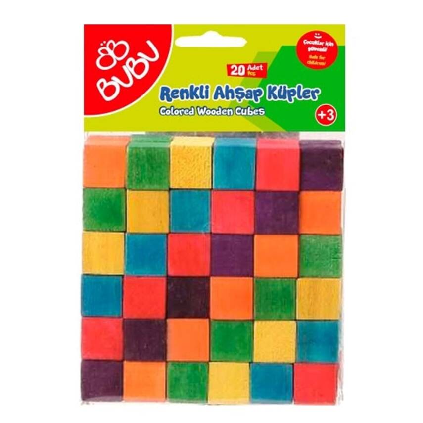 Bu Bu Ahşap Küpler Renkli 20 Parça - 2