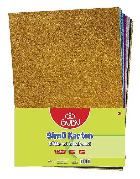 Bu Bu Simli Karton 20 x 30 10 Renk Karışık - 1