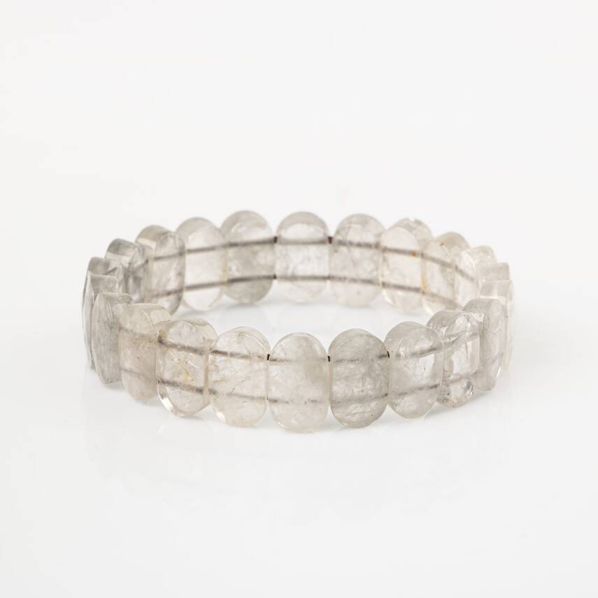Bulutlu Kuvars Doğal Taş Geniş Kesim Bileklik - 4