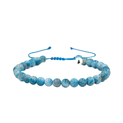 Buz Mavizi Apatit 6mm Merdiven Kapama Doğal Taş Bileklik - 2