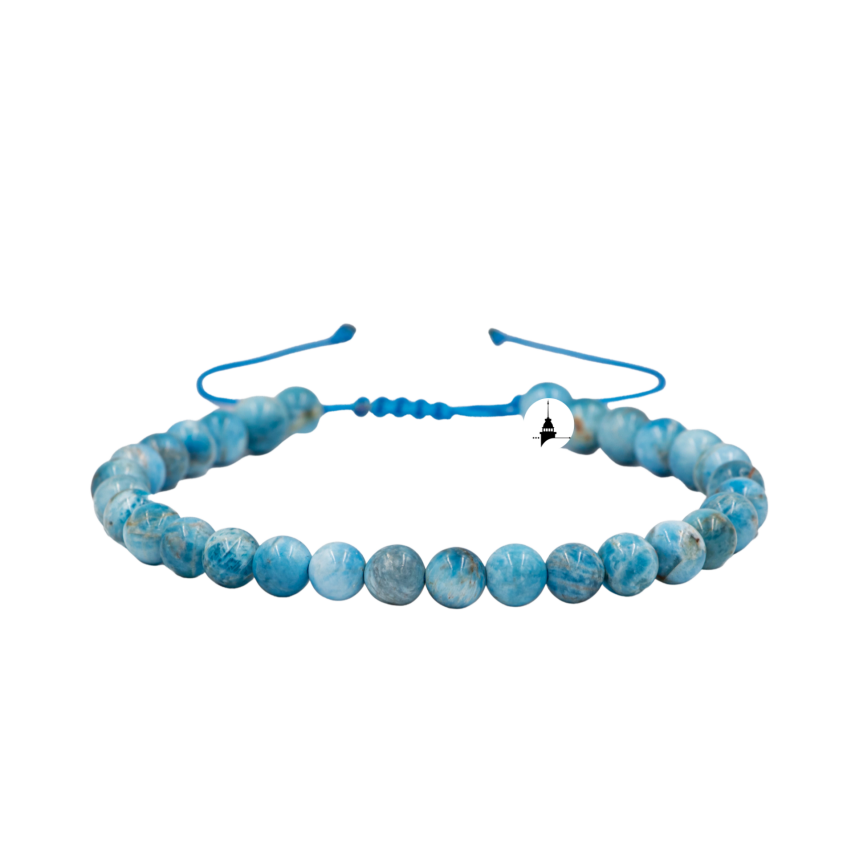 Buz Mavizi Apatit 6mm Merdiven Kapama Doğal Taş Bileklik - 2