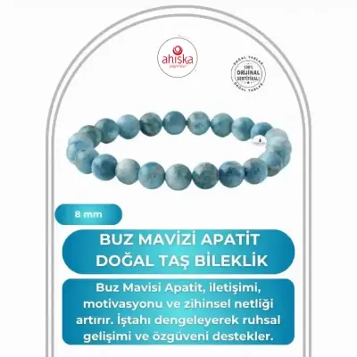 Buz Mavizi Apatit 8mm Doğal Taş Bileklik - Doğal Taş (1)