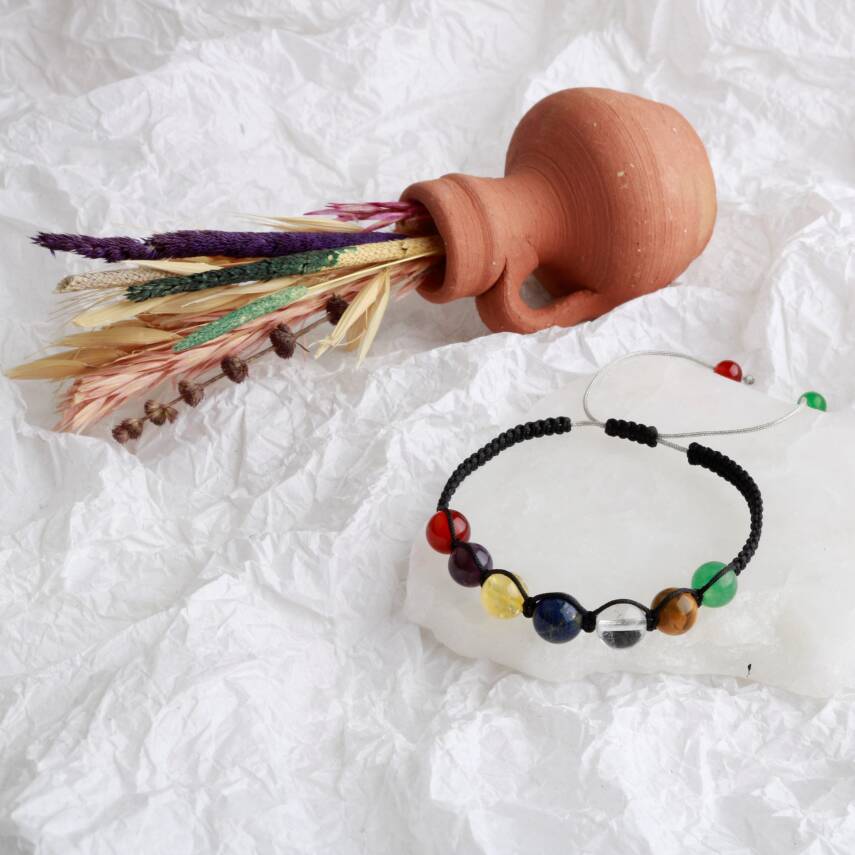 Çakra Bileklik Ametist, Kaplan Gözü, Akik, Kuvars, Lapis, Sitrin - 3