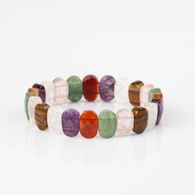 Çakra Bileklik Ametist, Kaplan Gözü, Akik, Kuvars, Pembe Kuvars, Aventurin - 4