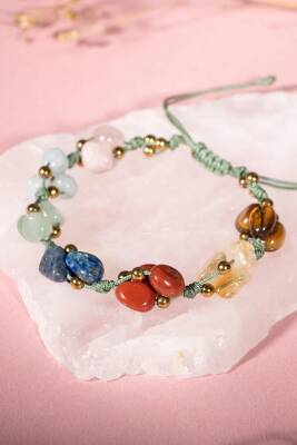 Çakra Bileklik BL-1293 Akuamarin, Jasper, Kaplan Gözü, Lapis, Pembe Kuvars, Sitrin - Osmanlı Doğaltaş