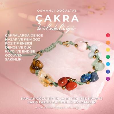 Çakra Bileklik BL-1293 Akuamarin, Jasper, Kaplan Gözü, Lapis, Pembe Kuvars, Sitrin - Osmanlı Doğaltaş