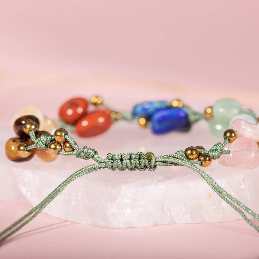 Çakra Bileklik BL-1293 Akuamarin, Jasper, Kaplan Gözü, Lapis, Pembe Kuvars, Sitrin - 3