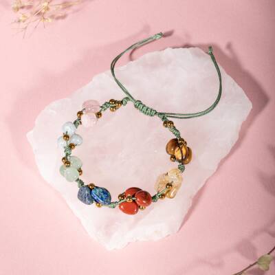 Çakra Bileklik BL-1293 Akuamarin, Jasper, Kaplan Gözü, Lapis, Pembe Kuvars, Sitrin - 4