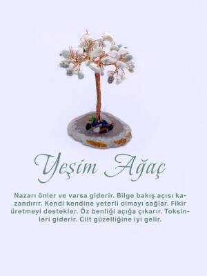 Çakra Doğal Taş Ağaç - Akik Taşı Zemin Üzerine - 2