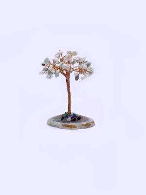 Çakra Doğal Taş Ağaç - Akik Taşı Zemin Üzerine - 3