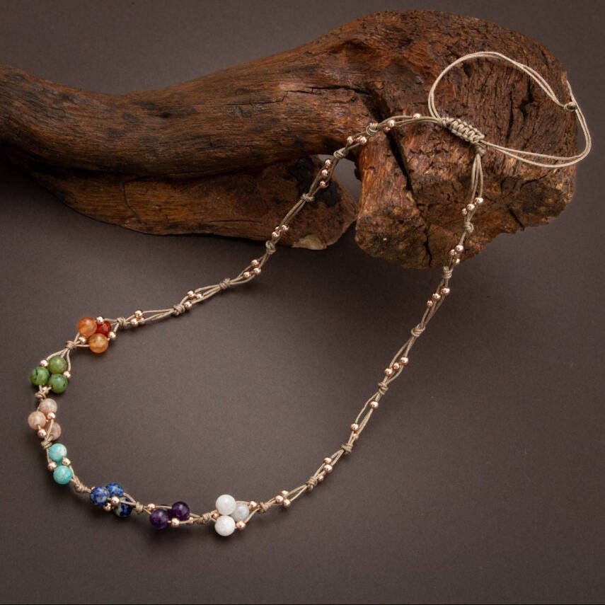 Çakra Doğal Taş Kolye ve Bileklik-Ay Taşı-Ametist-Lapis-Amazonit-Güneş Taşı-Yeşim-Akik - 1