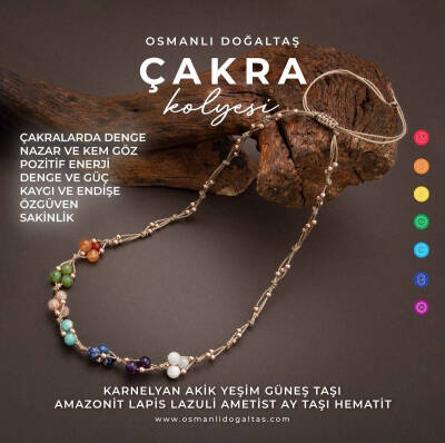 Çakra Doğal Taş Kolye ve Bileklik-Ay Taşı-Ametist-Lapis-Amazonit-Güneş Taşı-Yeşim-Akik - 2