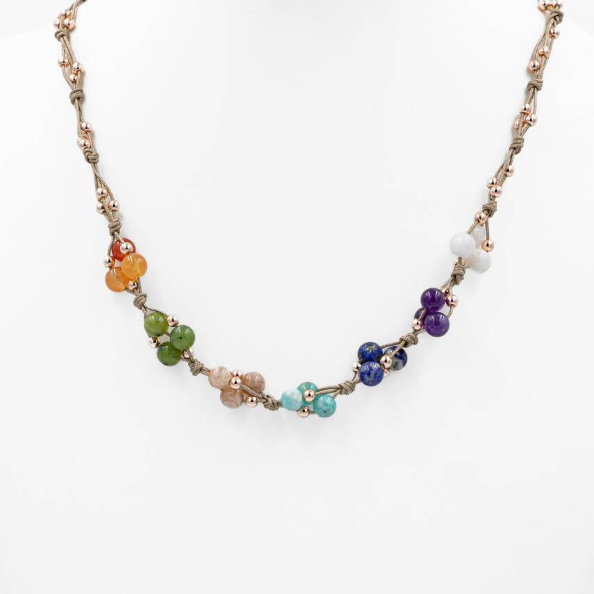 Çakra Doğal Taş Kolye ve Bileklik-Ay Taşı-Ametist-Lapis-Amazonit-Güneş Taşı-Yeşim-Akik - 1