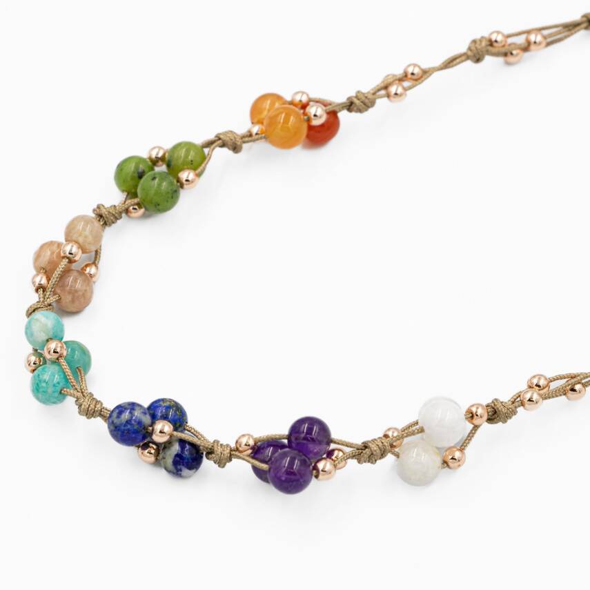 Çakra Doğal Taş Kolye ve Bileklik-Ay Taşı-Ametist-Lapis-Amazonit-Güneş Taşı-Yeşim-Akik - 2