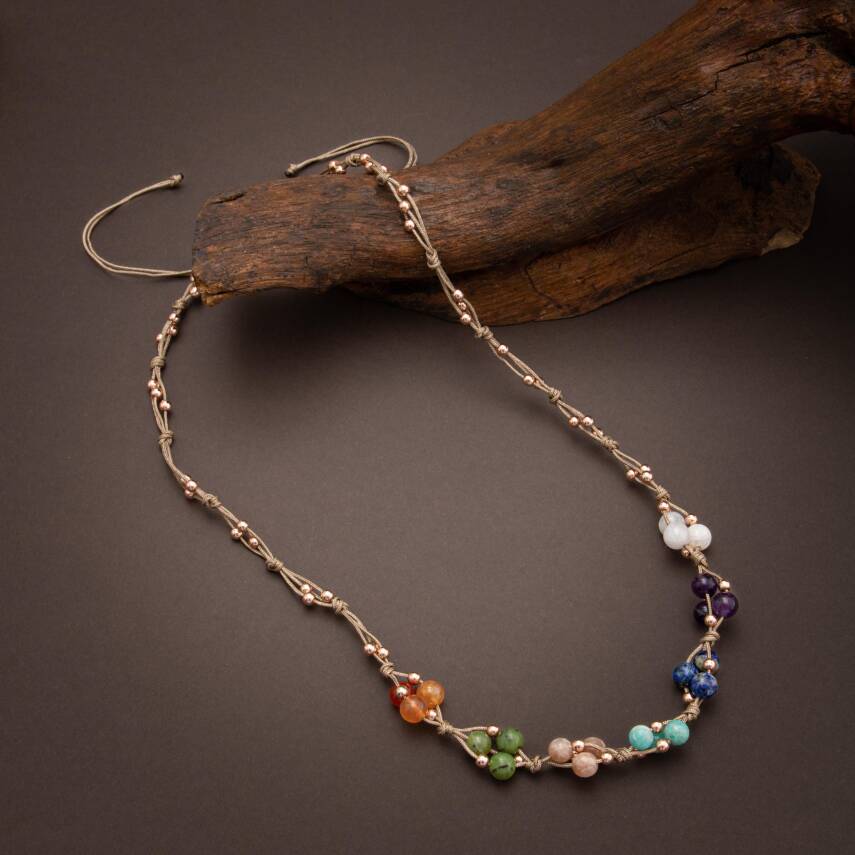 Çakra Doğal Taş Kolye ve Bileklik-Ay Taşı-Ametist-Lapis-Amazonit-Güneş Taşı-Yeşim-Akik - 3