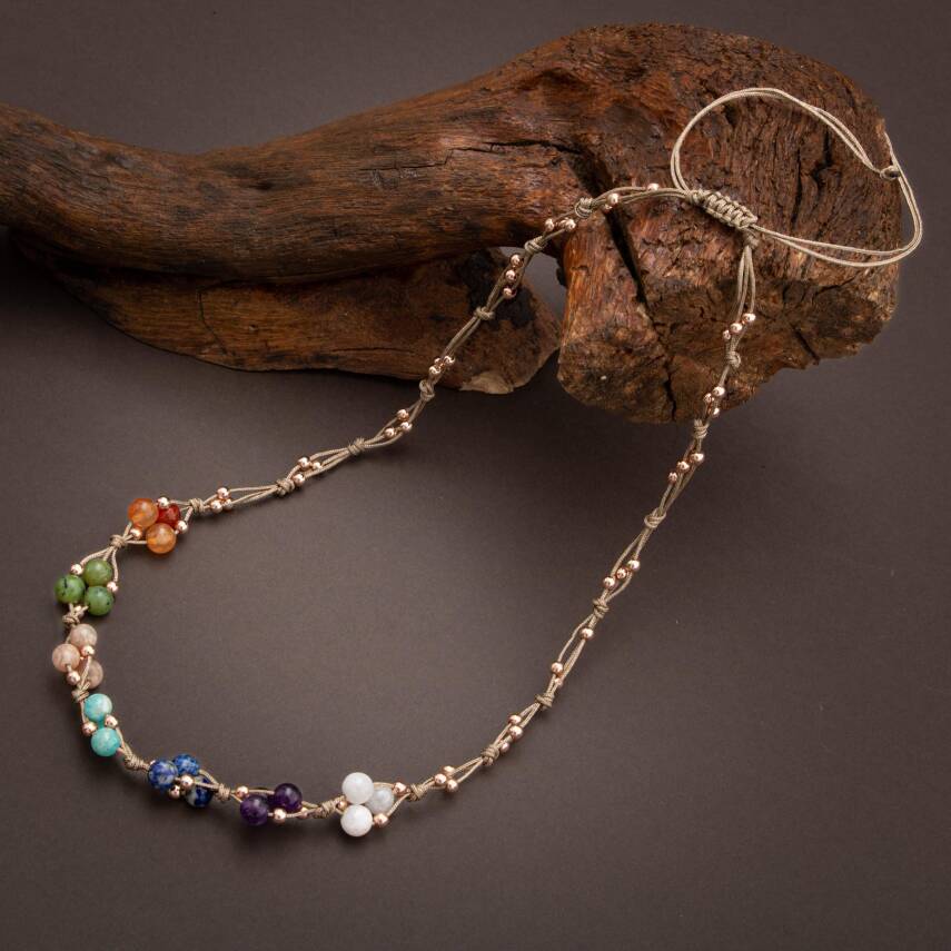 Çakra Doğal Taş Kolye ve Bileklik-Ay Taşı-Ametist-Lapis-Amazonit-Güneş Taşı-Yeşim-Akik - 5