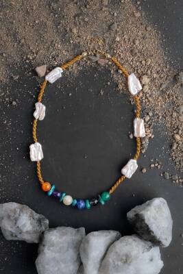 Çakra İnci Kolye Ametist, Dumanlı Kuvars, İnci, Lapis Lazuli, Sitrin - Osmanlı Doğaltaş