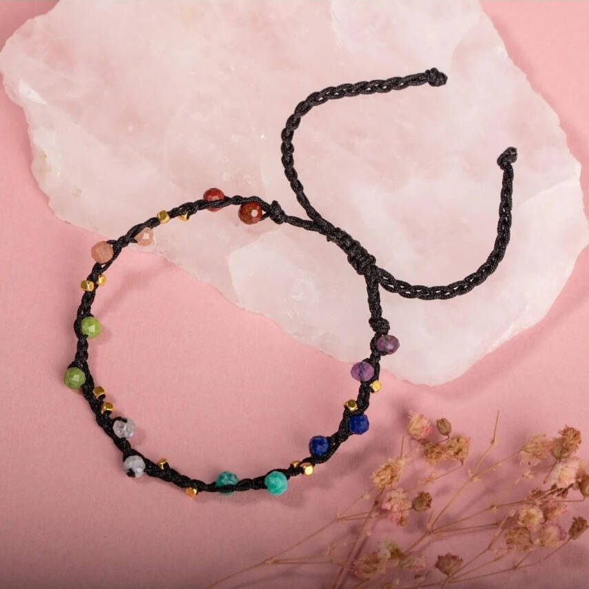 Çakra-Jasper-Yeşim-Amazonit-Lapis-Güneş Taşı-Ametist-Ay Taşı Doğal Taş Bileklik - 1