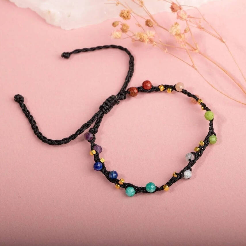 Çakra-Jasper-Yeşim-Amazonit-Lapis-Güneş Taşı-Ametist-Ay Taşı Doğal Taş Bileklik - 4