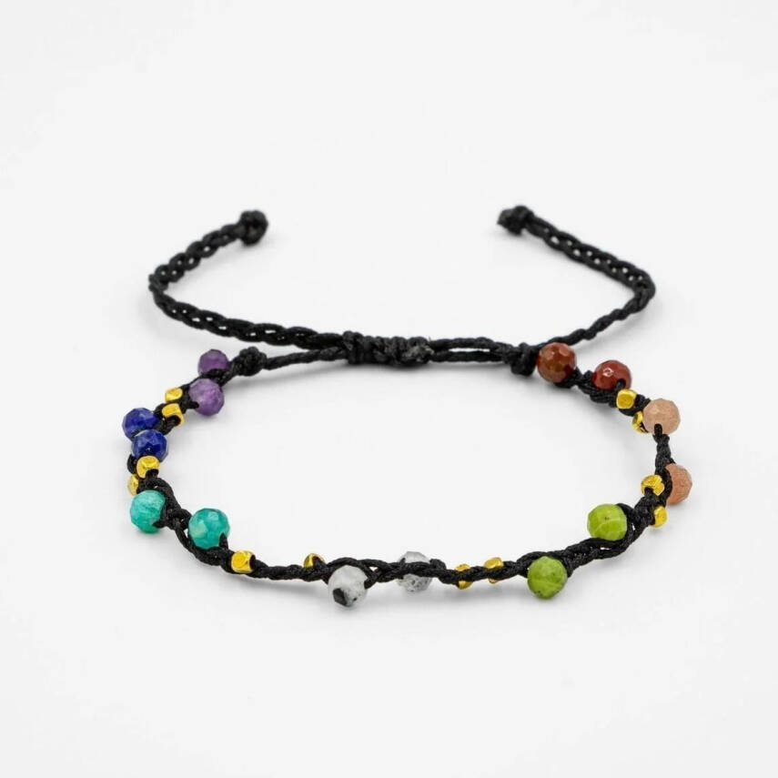 Çakra-Jasper-Yeşim-Amazonit-Lapis-Güneş Taşı-Ametist-Ay Taşı Doğal Taş Bileklik - 6