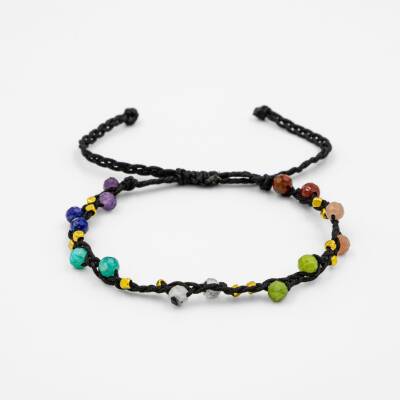 Çakra-Jasper-Yeşim-Amazonit-Lapis-Güneş Taşı-Ametist-Ay Taşı Doğal Taş Bileklik - Osmanlı Doğaltaş