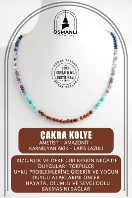 Çakra Kolye Amazonit, Ametist, Jasper, Karnelyan Akik, Lapis Lazuli - 2