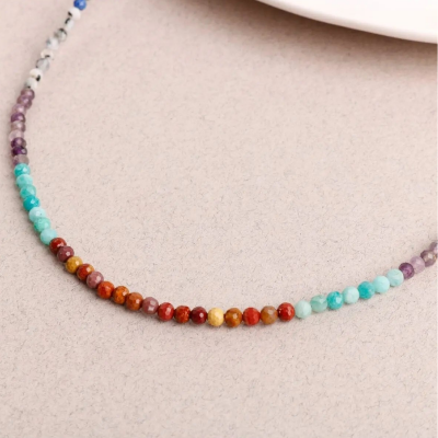 Çakra Kolye Amazonit, Ametist, Jasper, Karnelyan Akik, Lapis Lazuli - 3