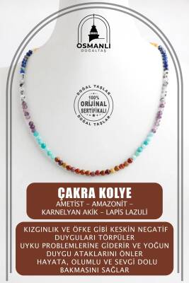 Çakra Kolye Amazonit, Ametist, Jasper, Karnelyan Akik, Lapis Lazuli - Osmanlı Doğaltaş