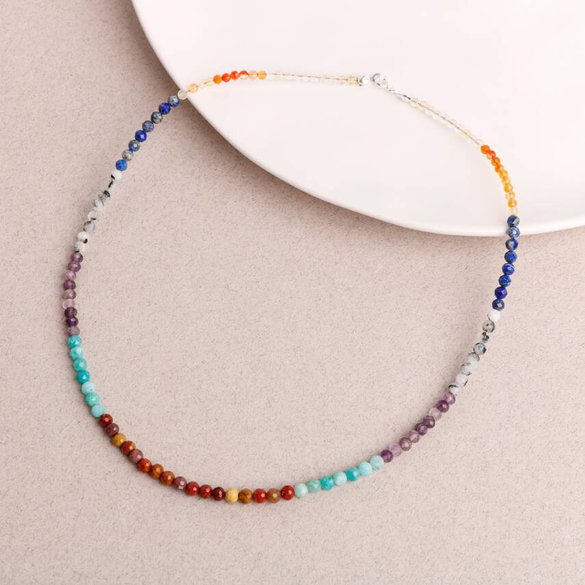 Çakra Kolye Amazonit, Ametist, Jasper, Karnelyan Akik, Lapis Lazuli - 2