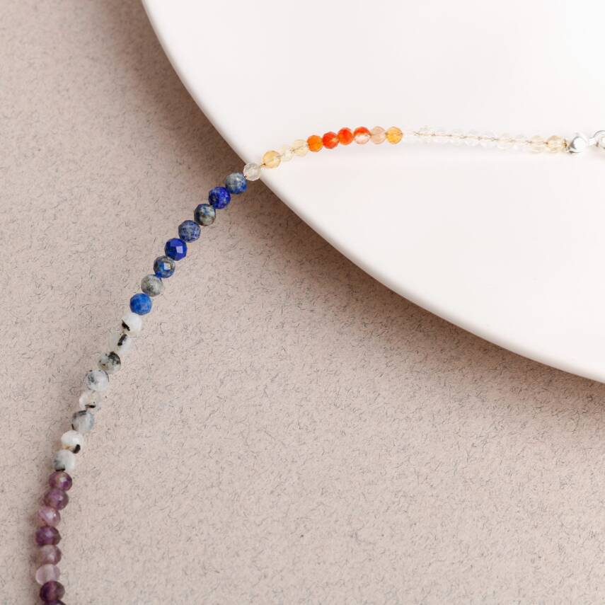 Çakra Kolye Amazonit, Ametist, Jasper, Karnelyan Akik, Lapis Lazuli - 3