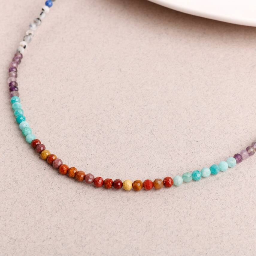 Çakra Kolye Amazonit, Ametist, Jasper, Karnelyan Akik, Lapis Lazuli - 4