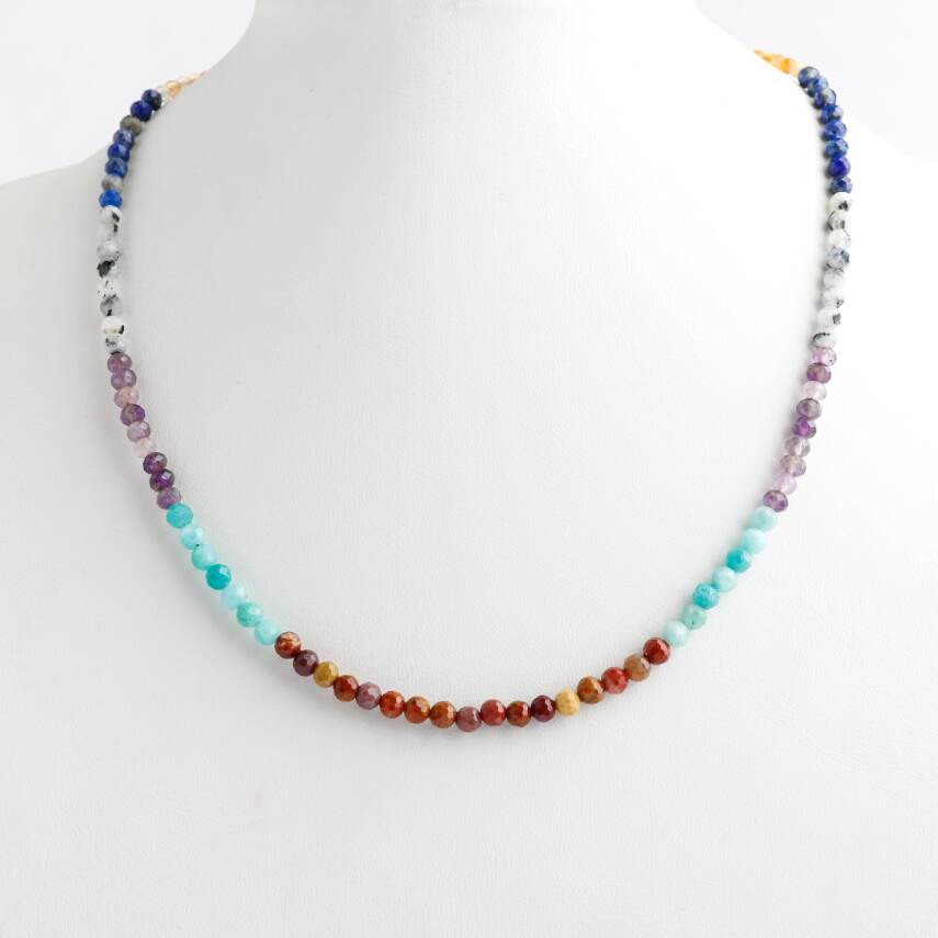 Çakra Kolye Amazonit, Ametist, Jasper, Karnelyan Akik, Lapis Lazuli - 5