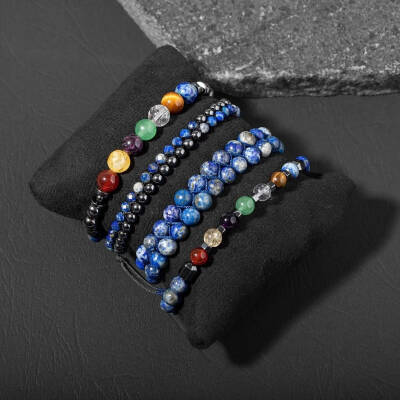 Çakra-Lapis Bileklik Seti Ametist, Kaplan Gözü, Akik, Kuvars, Lapis - 2