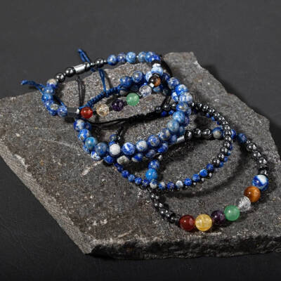 Çakra-Lapis Bileklik Seti Ametist, Kaplan Gözü, Akik, Kuvars, Lapis - 3